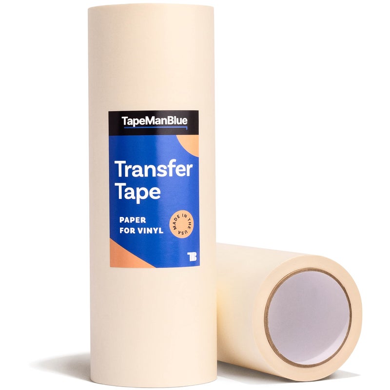 TapeManBlue 12" x 100' Roll of Paper Transfer Tape for Vinyl, Made in America, Premium-Grade Transfer Paper for Vinyl with Layflat Adhesive for Crafts, Decals, and Letters - Image 1